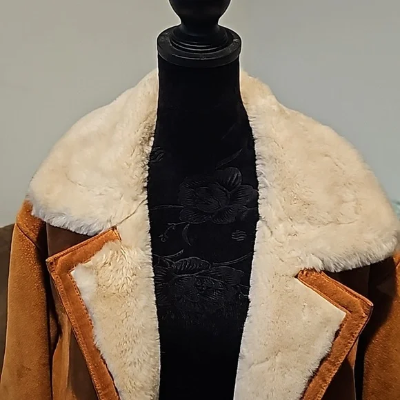 Leather Sherpa Jackets, Womens Large, Camel Color - Picture 2 of 14